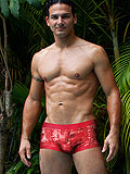 Modus Vivendi Text Print Square cut swim trunk