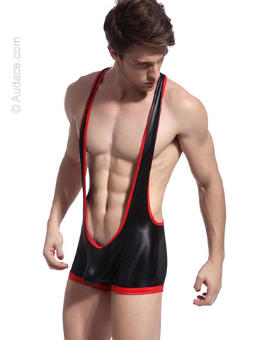 SXYFKR Latex Wrestling Singlet Suit